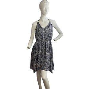 Collective Concepts Navy and White Halter Neck Dress Small